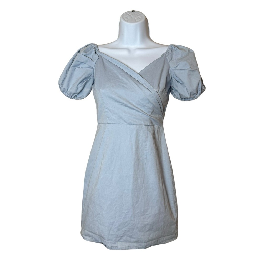 Superdown Gabriella Puff Sleeve Mini Dress Icy Blue XS Party Spring Event